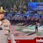 Kapolres Sumenep, AKBP. Rivanda, S.I.K., langsung memimpin apel gelar pasukan. Apel Operasi Patuh Semeru 2025, Senin pagi (14/7/2025). (foto: inst. polres_sumenep, Ils Rez Indeks Jatim)