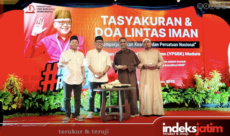 Yayasan Pusat Studi Bung Karno (YPSBK) Madura menggelar acara tasyakuran dan doa lintas iman (foto: Rez Indeks Jatim)